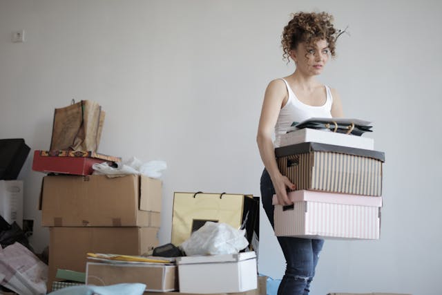 Decluttering will help you let go of the past and also makes packing easier.